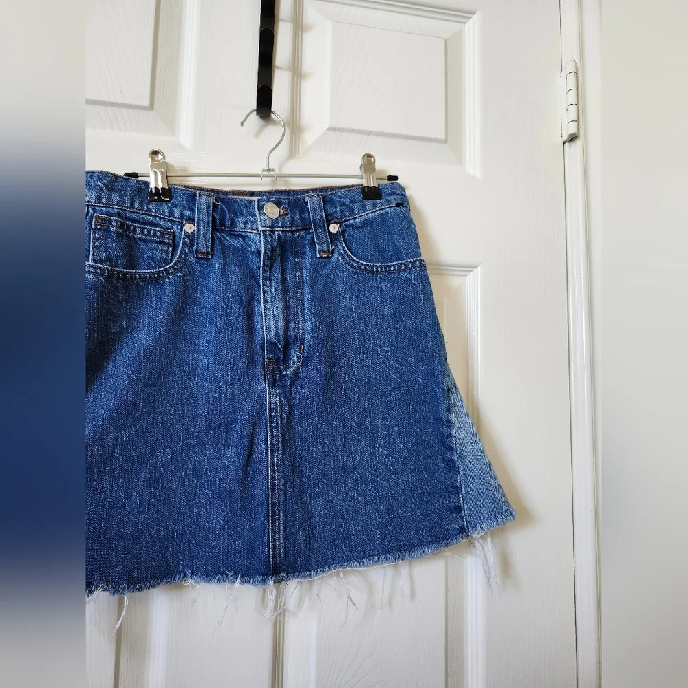 Madewell Two-Tone Denim A-Line Mini Skirt in Blue